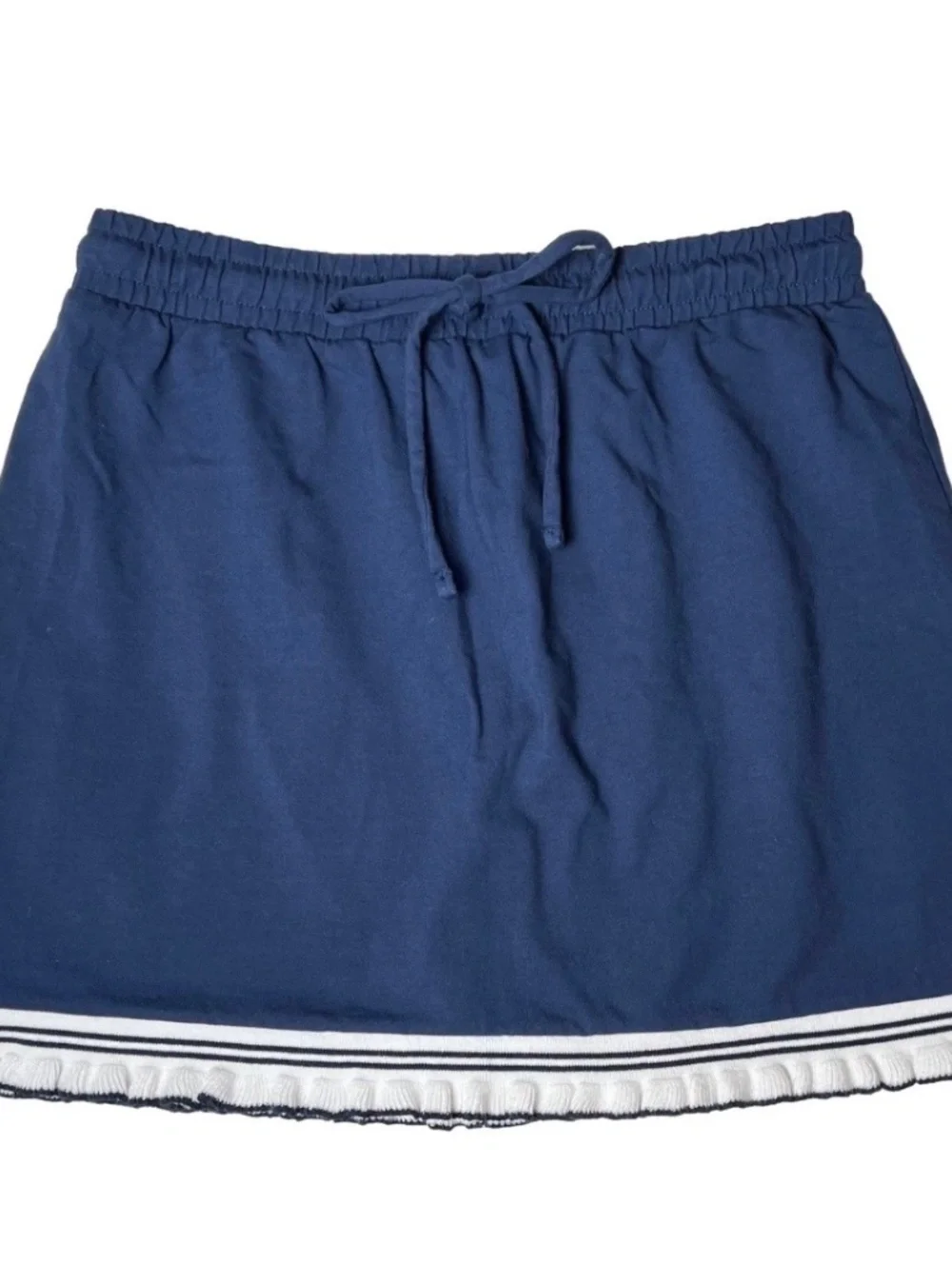 Lulus Sweet Score Navy Blue Ruffled Drawstring Mini Skirt - Size M